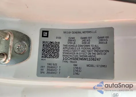 2021 Chevrolet Colorado z USA, uszkodzony, nr VIN 1GCHSBEN6M1108247